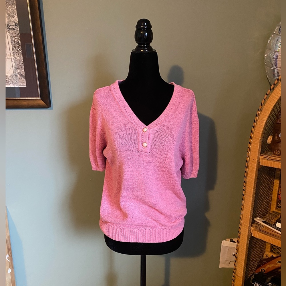HUNT CLUB | Gorgeous Pink Sweater Shirt w/ Pearl Button embellishments